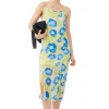 Store GANNI Bedrucktes Mesh-Slip-Kleid Strong Blue