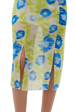 Store GANNI Bedrucktes Mesh-Slip-Kleid Strong Blue