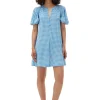 Fashion GANNI Bedrucktes Minikleid Aus Krepp Strong Blue