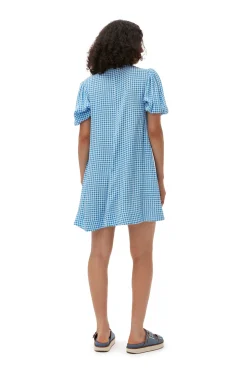 Fashion GANNI Bedrucktes Minikleid Aus Krepp Strong Blue