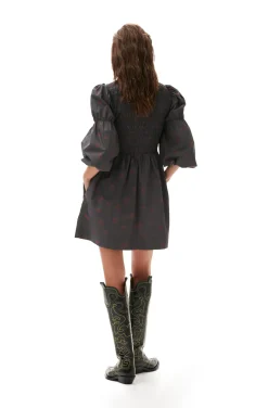 Cheap GANNI Bedrucktes Minikleid Aus Cotton Volcanic Ash