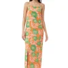 Best GANNI Bedrucktes Slipkleid Aus Leichtem Crepe Vibrant Orange