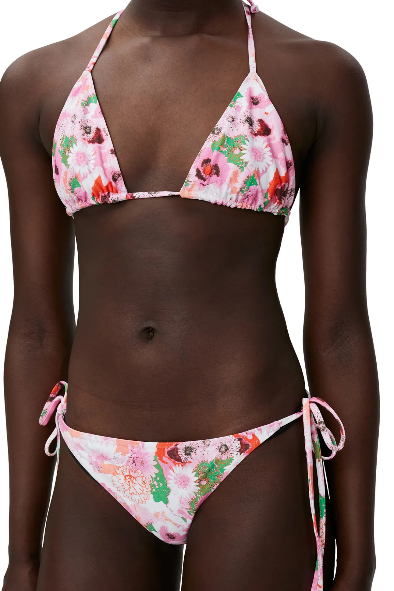 Shop GANNI Bedrucktes String-Bikinioberteil Sugar Plum