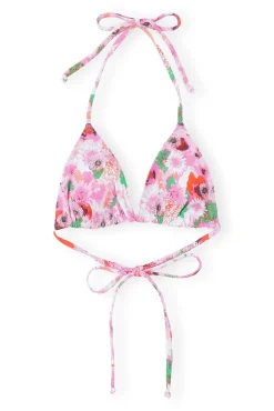 Shop GANNI Bedrucktes String-Bikinioberteil Sugar Plum