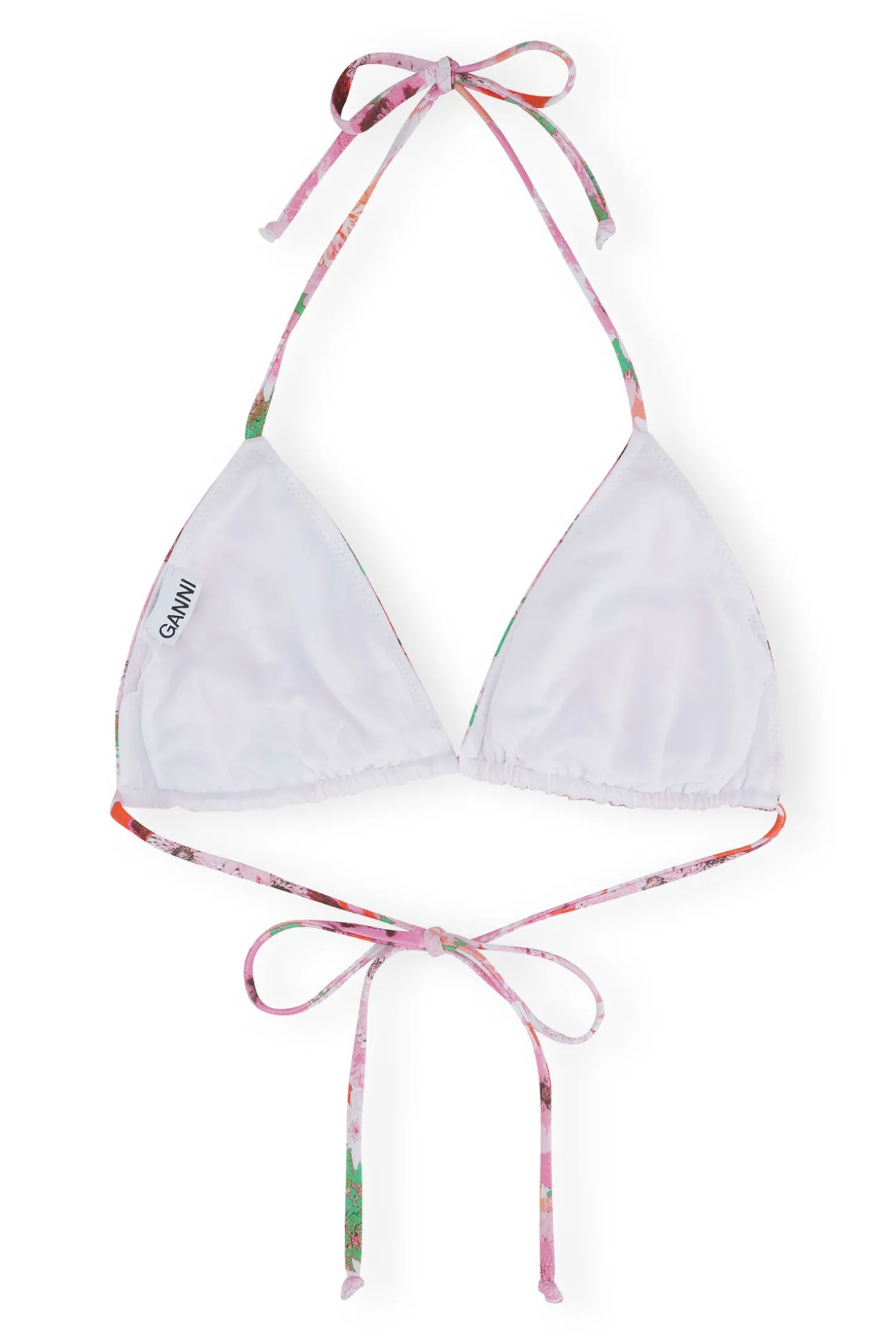 Shop GANNI Bedrucktes String-Bikinioberteil Sugar Plum