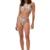 Outlet GANNI Bedrucktes V-String-Bikinioberteil Aus Recyceltem Material Egret