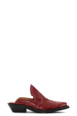 Best Sale GANNI Bestickte Westernpantoletten Barbados Cherry