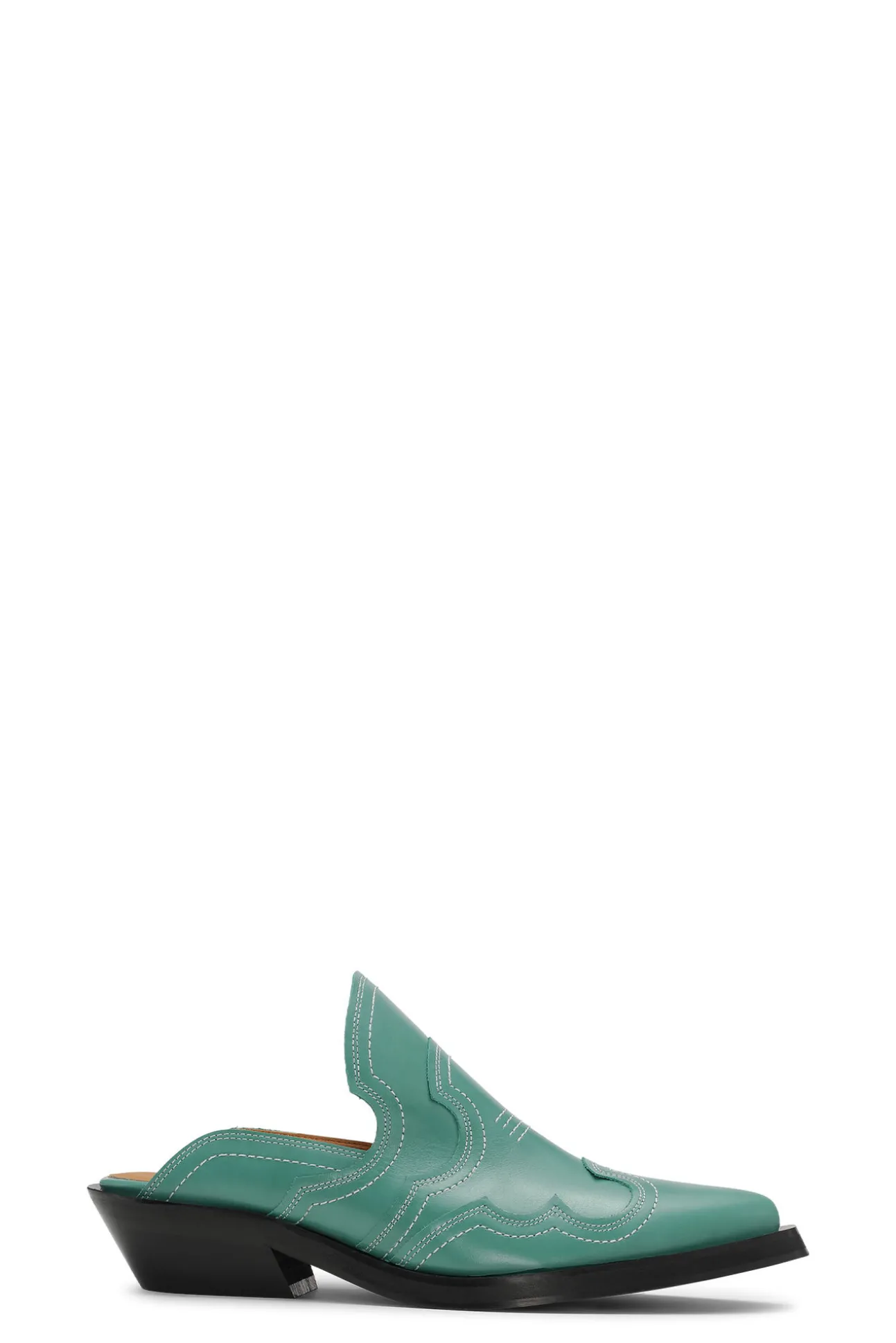 Hot GANNI Bestickte Westernpantoletten Bottle Green