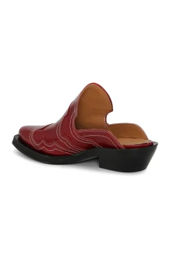 Best Sale GANNI Bestickte Westernpantoletten Barbados Cherry