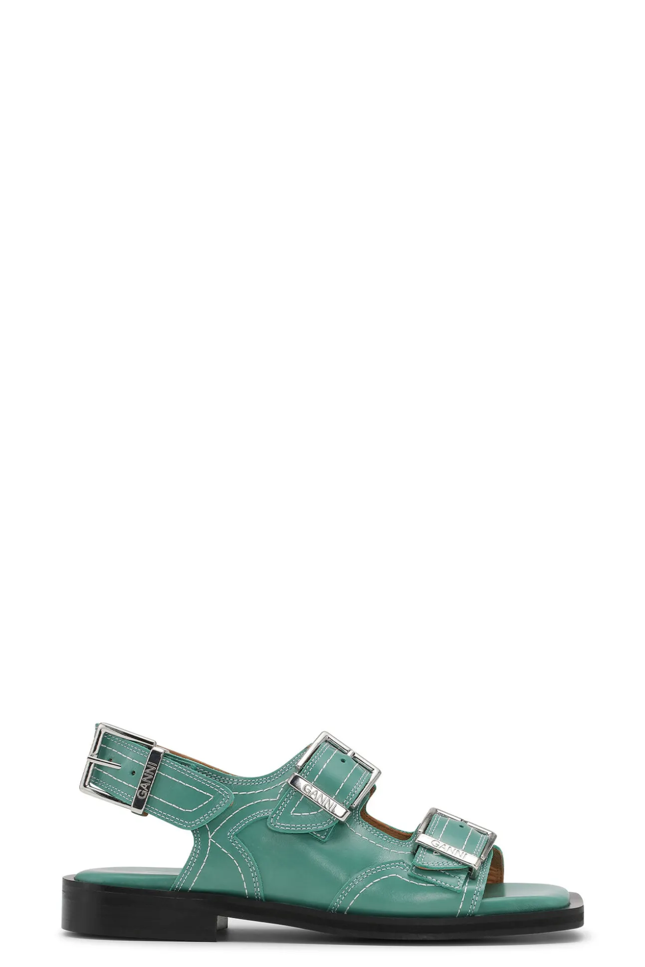 Sale GANNI Bestickte Westernsandalen Bottle Green