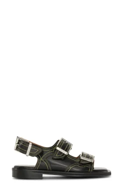 Flash Sale GANNI Bestickte Westernsandalen Black/Yellow