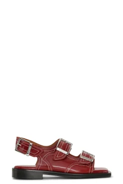 Flash Sale GANNI Bestickte Westernsandalen Barbados Cherry