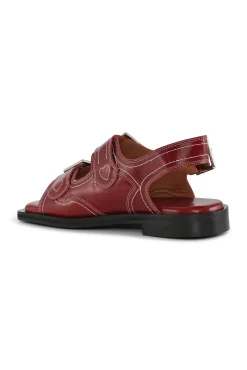 Flash Sale GANNI Bestickte Westernsandalen Barbados Cherry