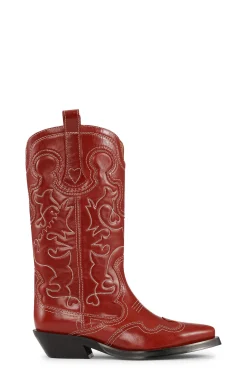 Cheap GANNI Bestickte Westernstiefel Barbados Cherry