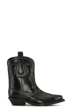 Flash Sale GANNI Bestickte Westernstiefel Black/Yellow