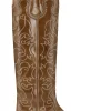 New GANNI Bestickte Westernstiefel Tiger's Eye