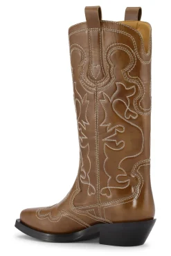 Cheap GANNI Bestickte Westernstiefel Tiger's Eye