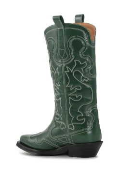 Cheap GANNI Bestickte Westernstiefel Kelly Green