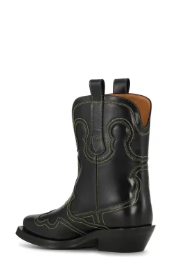 Flash Sale GANNI Bestickte Westernstiefel Black/Yellow