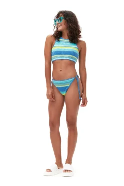 Clearance GANNI Blaue Gehakelte String-Bikinihose Blue Curacao
