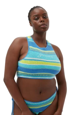 Clearance GANNI Blaue Gehakelte String-Bikinihose Blue Curacao