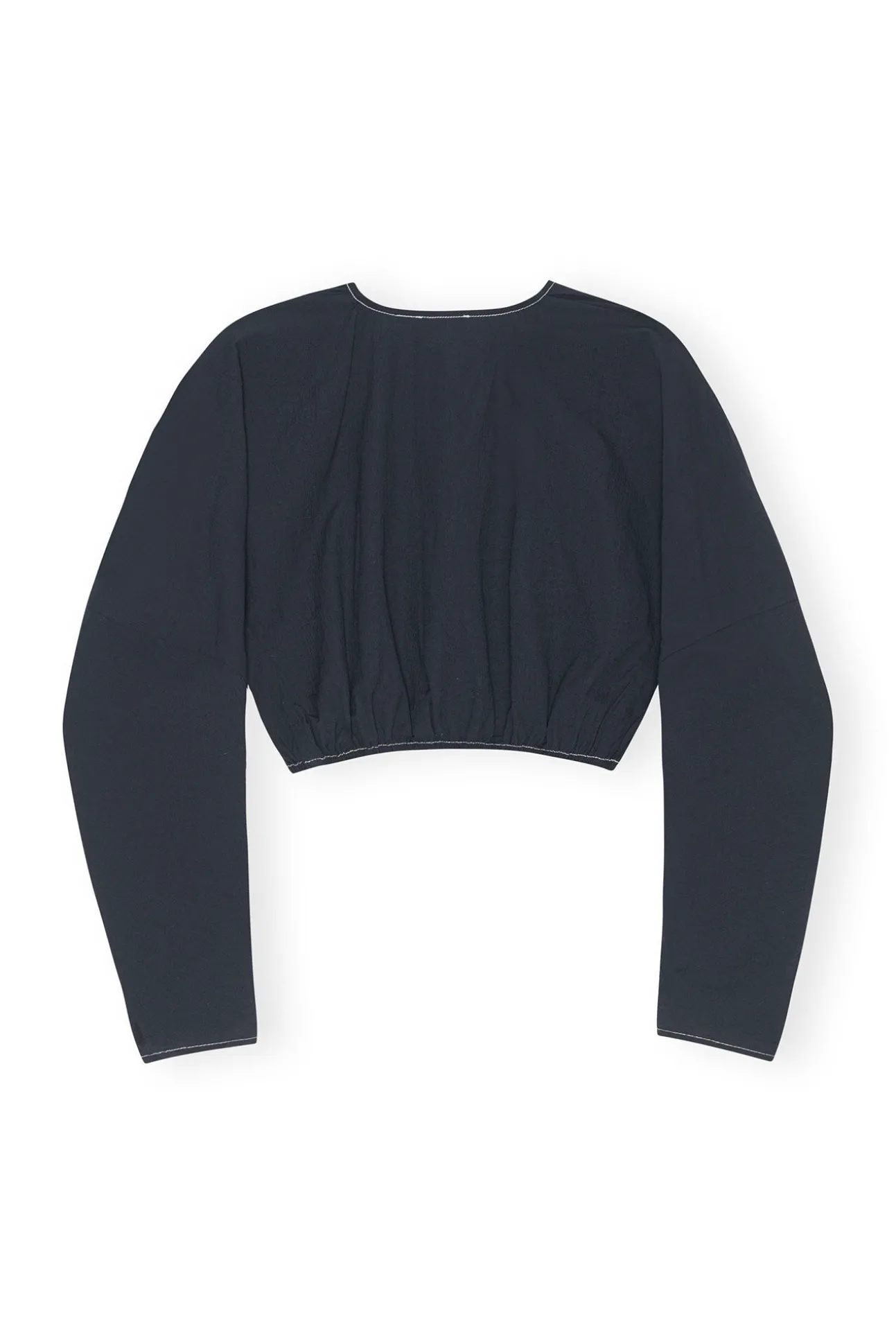 Store GANNI Blaue Kreppbluse Mit Abgerundeten Armeln Aus Cotton Sky Captain