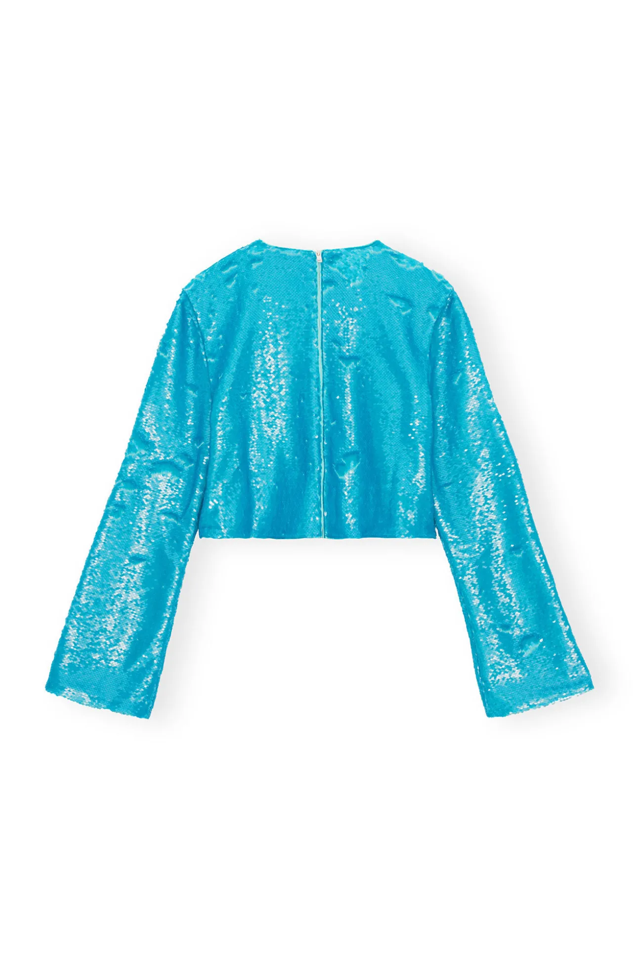 New GANNI Blaue Paillettenbluse Blue Curacao