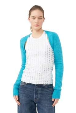 Outlet GANNI Blauer Bolero Aus Brushed Alpaca Blue Curacao