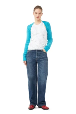 Outlet GANNI Blauer Bolero Aus Brushed Alpaca Blue Curacao