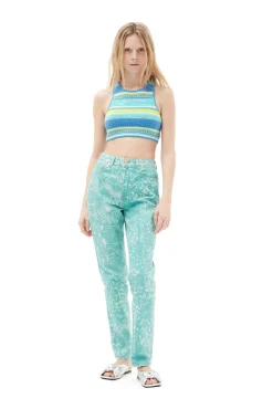 Sale GANNI Blaues Gehakeltes Racerback-Bikinioberteil Blue Curacao