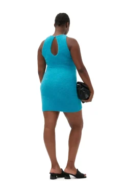 Cheap GANNI Blaues Minikleid Aus Brushed Alpaca Blue Curacao