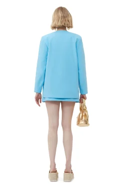 Flash Sale GANNI Blazer Aus Cotton-Anzugstoff Im Boxy-Stil Ethereal Blue