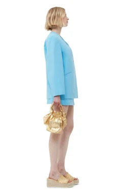 Flash Sale GANNI Blazer Aus Cotton-Anzugstoff Im Boxy-Stil Ethereal Blue