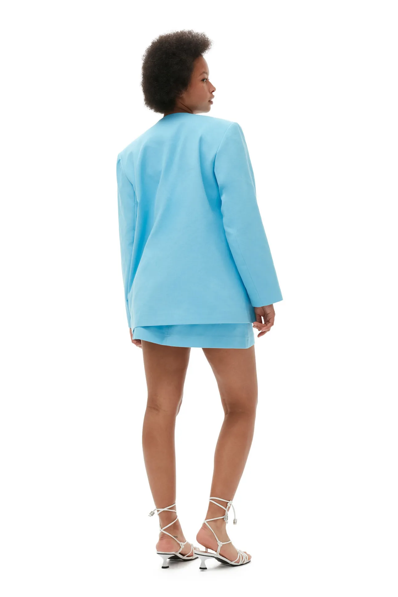 Flash Sale GANNI Blazer Aus Cotton-Anzugstoff Im Boxy-Stil Ethereal Blue