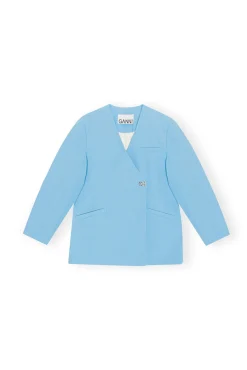 Flash Sale GANNI Blazer Aus Cotton-Anzugstoff Im Boxy-Stil Ethereal Blue