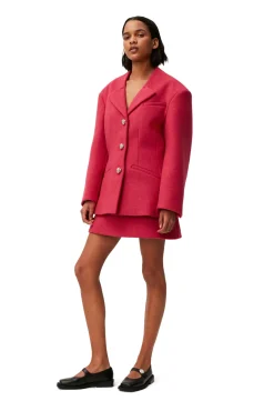 Discount GANNI Blazer Aus Wool Fiery Red