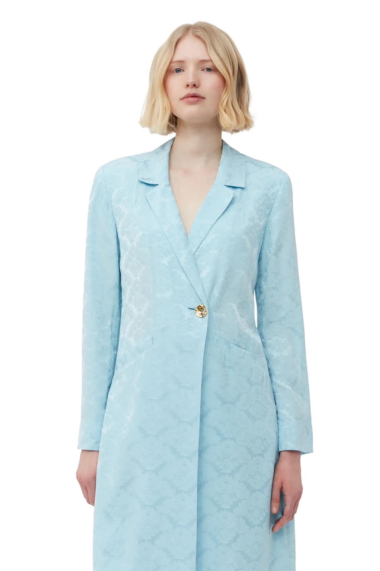 Hot GANNI Blazerkleid Aus Viscose-Jacquard Corydalis Blue