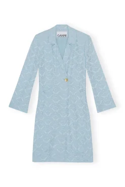 Hot GANNI Blazerkleid Aus Viscose-Jacquard Corydalis Blue