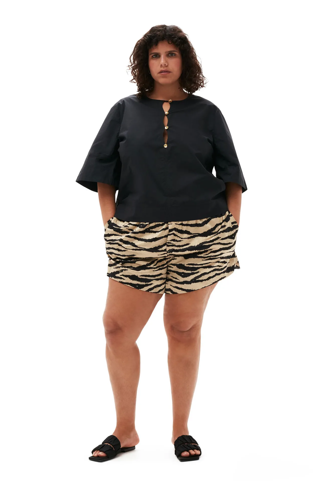 Best GANNI Bluse Aus Cotton Poplin Black