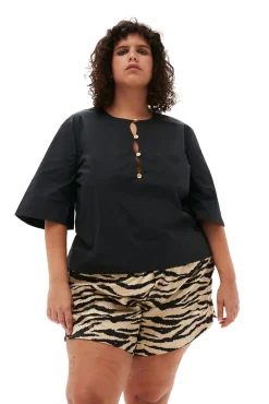 Best GANNI Bluse Aus Cotton Poplin Black