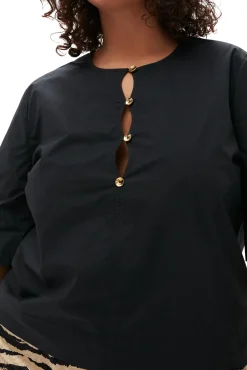 Best GANNI Bluse Aus Cotton Poplin Black