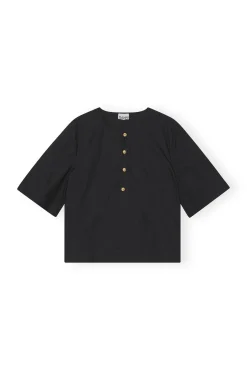 Best GANNI Bluse Aus Cotton Poplin Black
