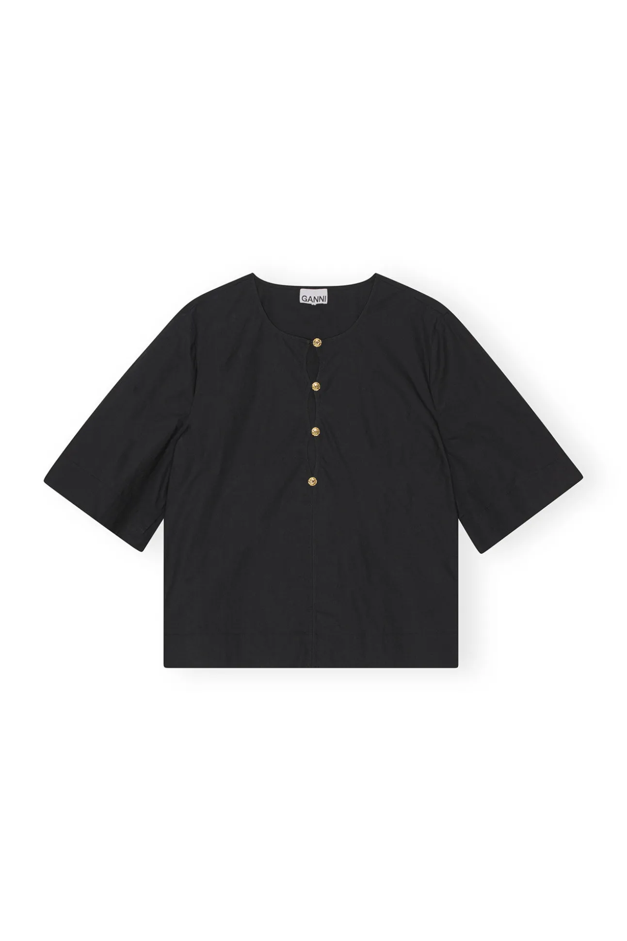 Best GANNI Bluse Aus Cotton Poplin Black