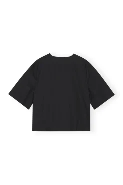 Best GANNI Bluse Aus Cotton Poplin Black