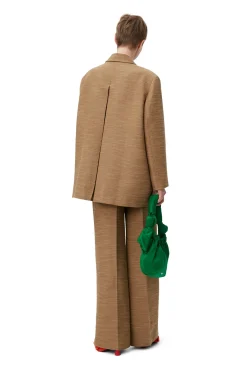 Online GANNI Braune Hose Mit Mittelhoher Taille Aus Slub Linen Petrified Oak