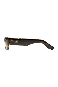 Cheap GANNI Braune Rechteckige Sonnenbrille Brandy Brown