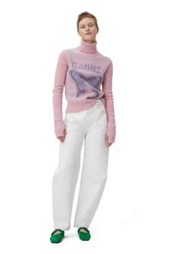 Shop GANNI Butterfly-Rollkragenpullover Light Lilac