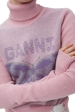 Shop GANNI Butterfly-Rollkragenpullover Light Lilac