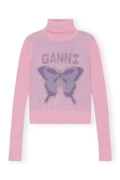 Shop GANNI Butterfly-Rollkragenpullover Light Lilac