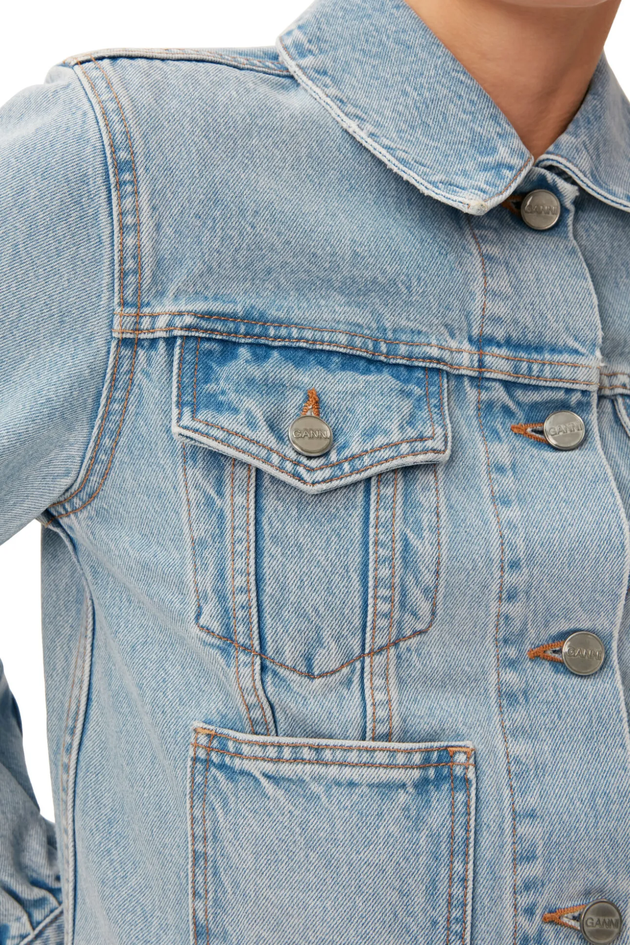 Shop GANNI Camy-Jeansjacke Light Blue Stone